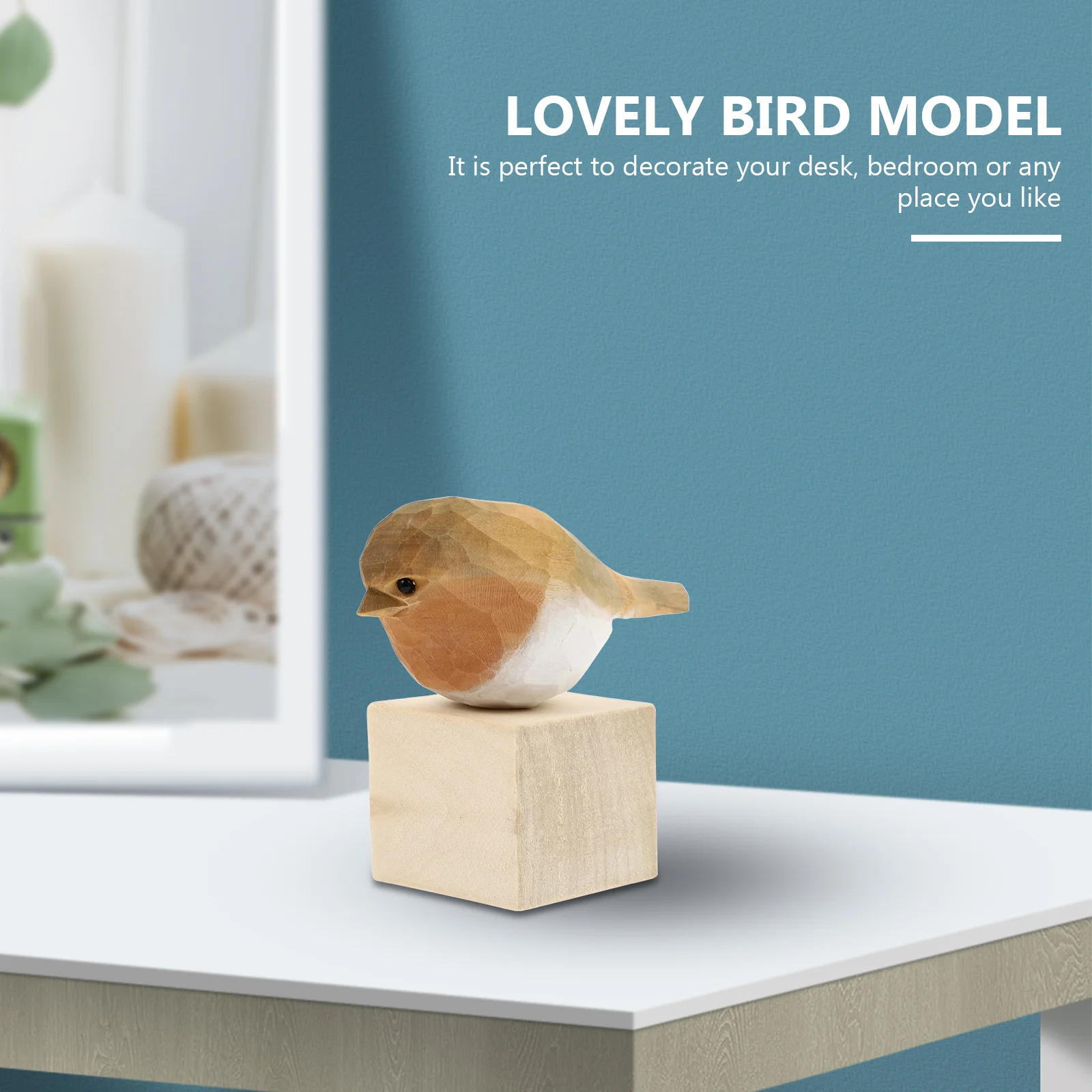 

Wooden Decoration Lovely Bird Simulation Ornament For Home Table Holiday Wedding Christmas Gift Mini Statue