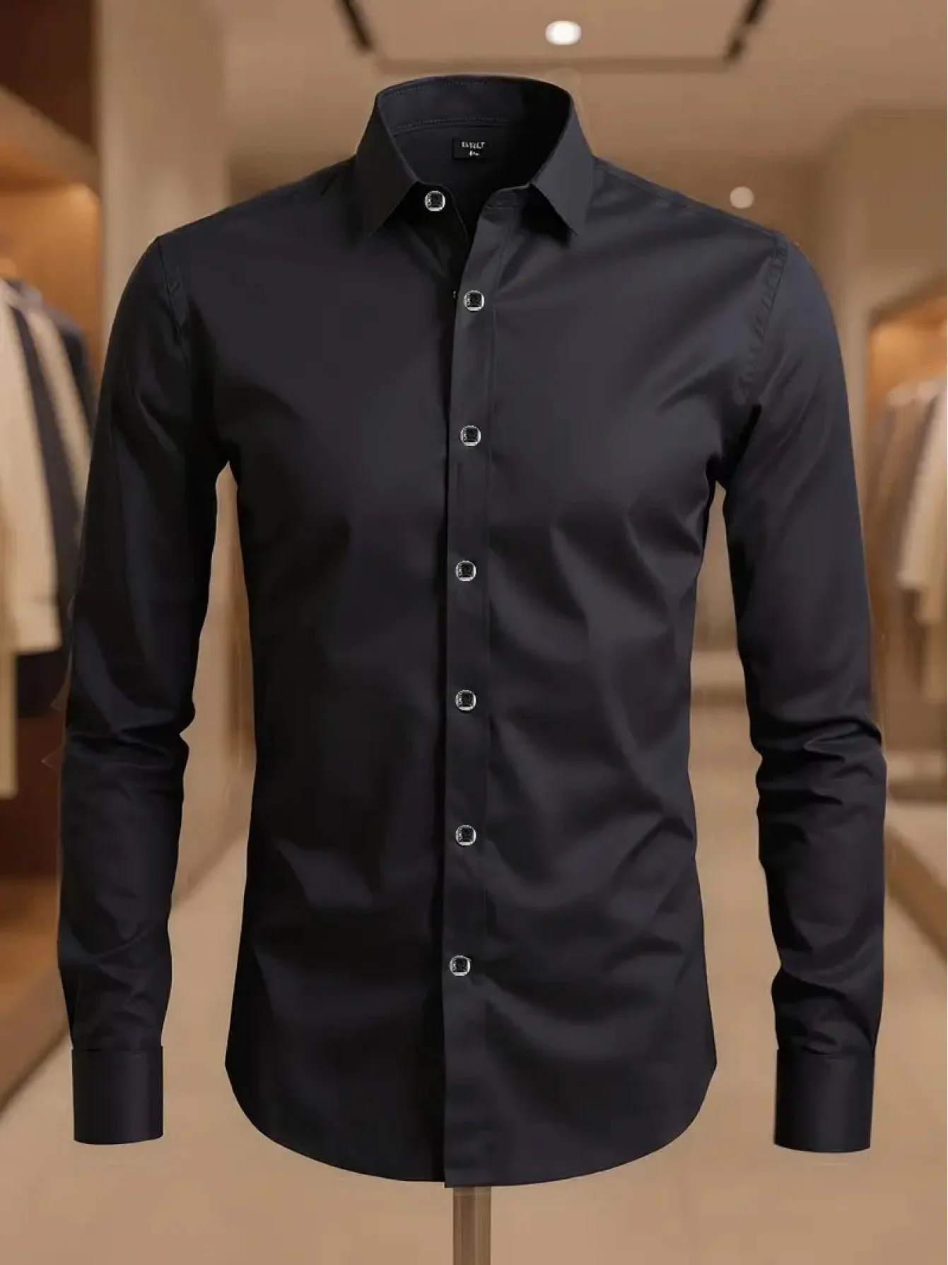 

Мужская элегантная черная рубашка с длинным рукавом и пуговицами – приталенная, формальная, повседневная рубашка, легкая, с гладкой текстурой, подходит для