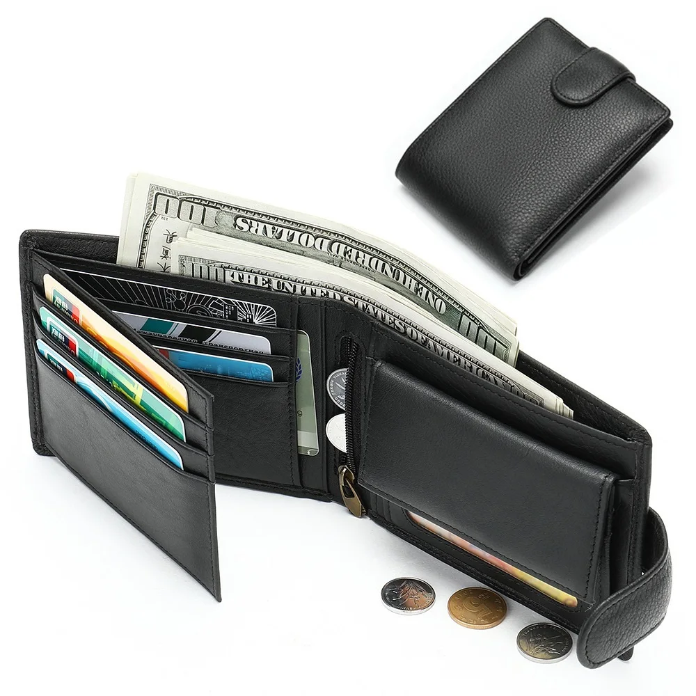 

Men's Wallet Genuine Leather Clip Coin Purse Cracch Perth Clutch Bag Soft Leather Anti-theft Brush Wallet Money Clips