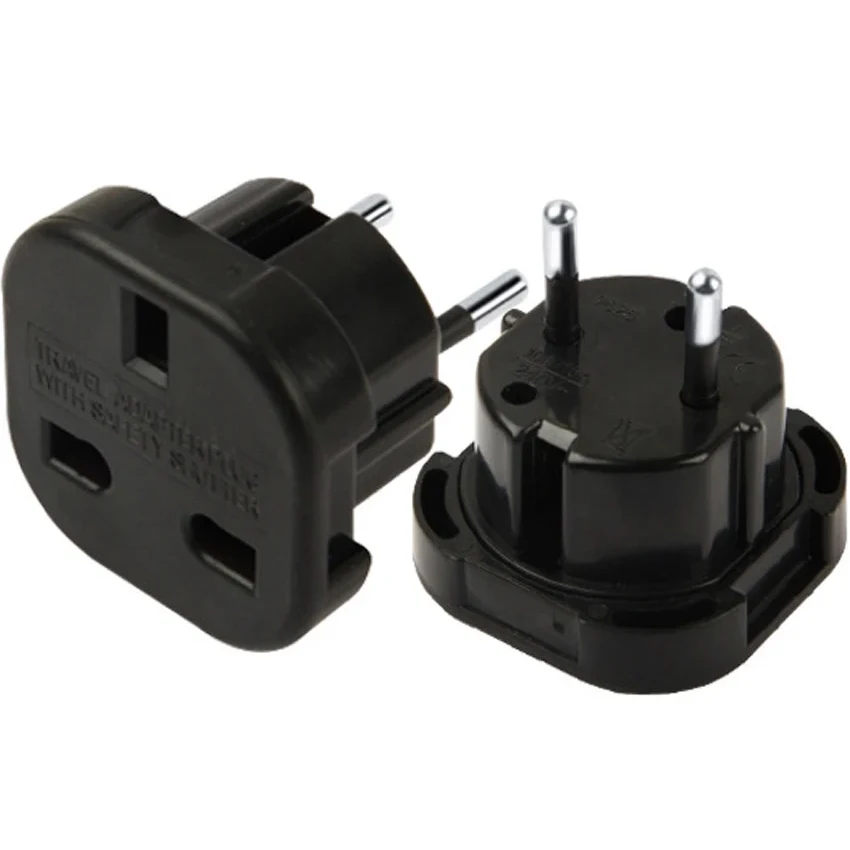 1pcs EU Plug Adapter 16A 10A UK to EU Travel Adapter Converter 2 Round Socket Universal Euro To UK AC Wall Socket Plug 4.0mm