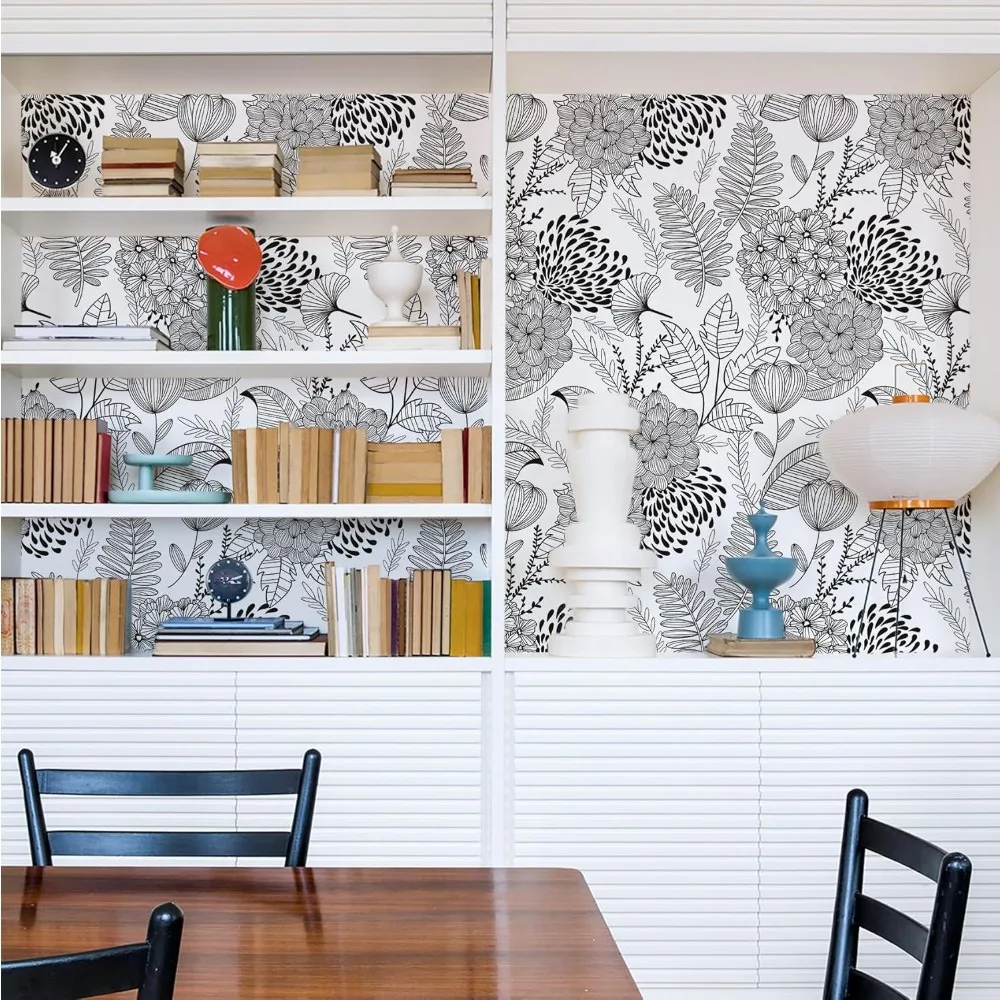 ورق جدران قابل للتقشير واللصق على شكل أوراق زهور بوهو عتيقة لخزائن وأدراج الحمام، مقاس كبير، نمط ورق اتصال