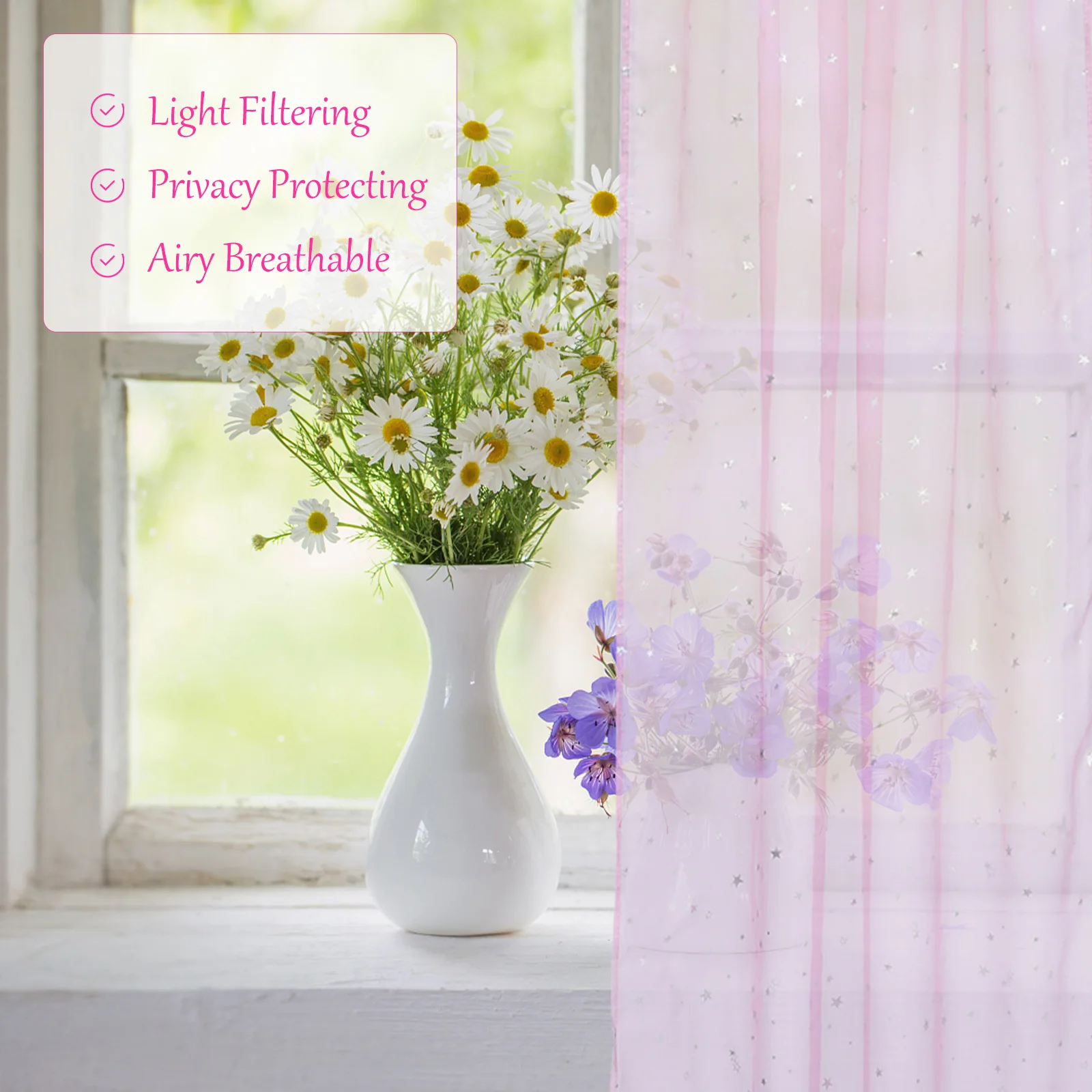 Zasłona okienna z wzorem gwiazd, półprzezroczysta, filtrująca światło, do sypialni, salonu, jadalni, zasłona woalowa.