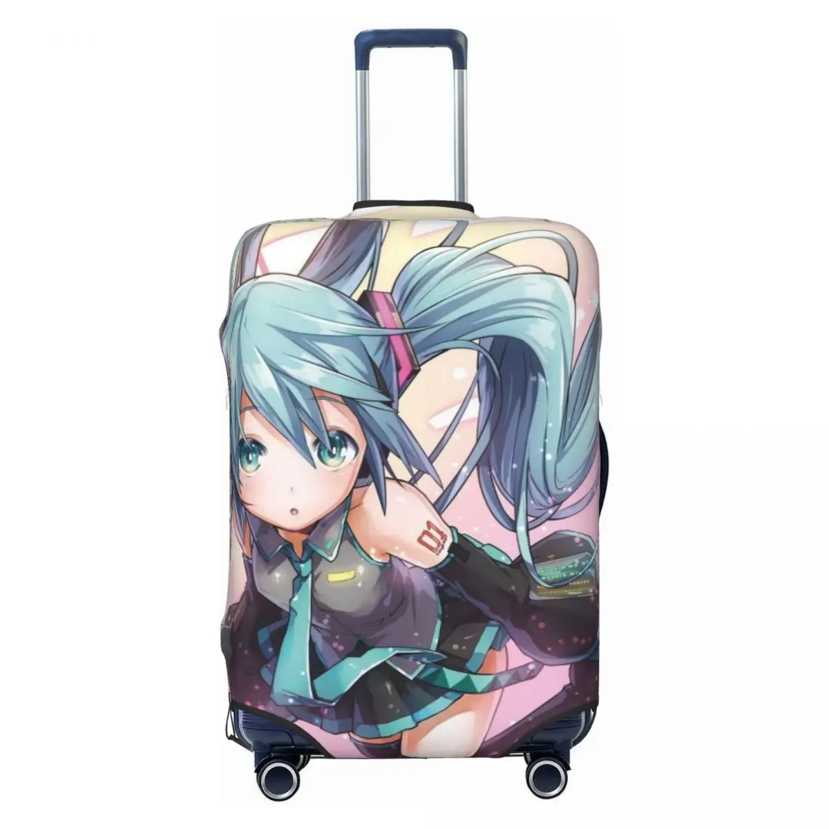 カスタム初音ミク-vocaloid-ロックアニメ荷物カバー弾性旅行スーツケース保護カバー-18-32-インチに適合
