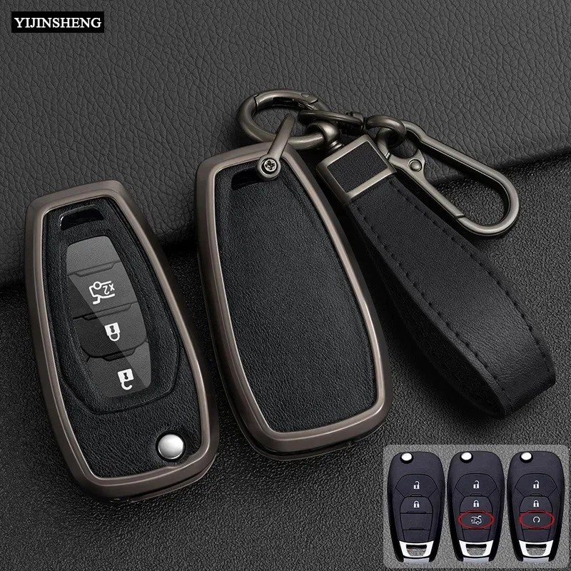 Funda de cuero de aleación de Zinc para llave de coche, funda para Chevrolet Cruze Cross Cobalt Captiva Spark Sonic Aveo Tracker Onix RS Malibu Flip Key