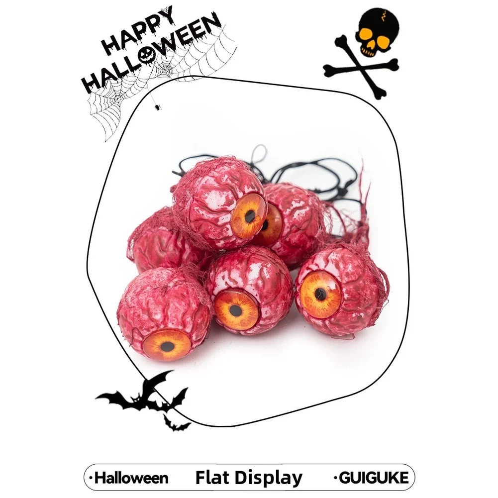 6Pcs Hanging Bloody Eyeball Decorations Realistic Horror Props For Halloween Party House Scary Venue Ornaments