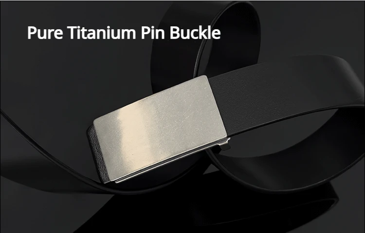 Pure Titanium Pin Buckle Belt Inner-Wearing Smooth Buckle Business Minimalist Men's Titanium Alloy Buckle + 38mm Leather Belt