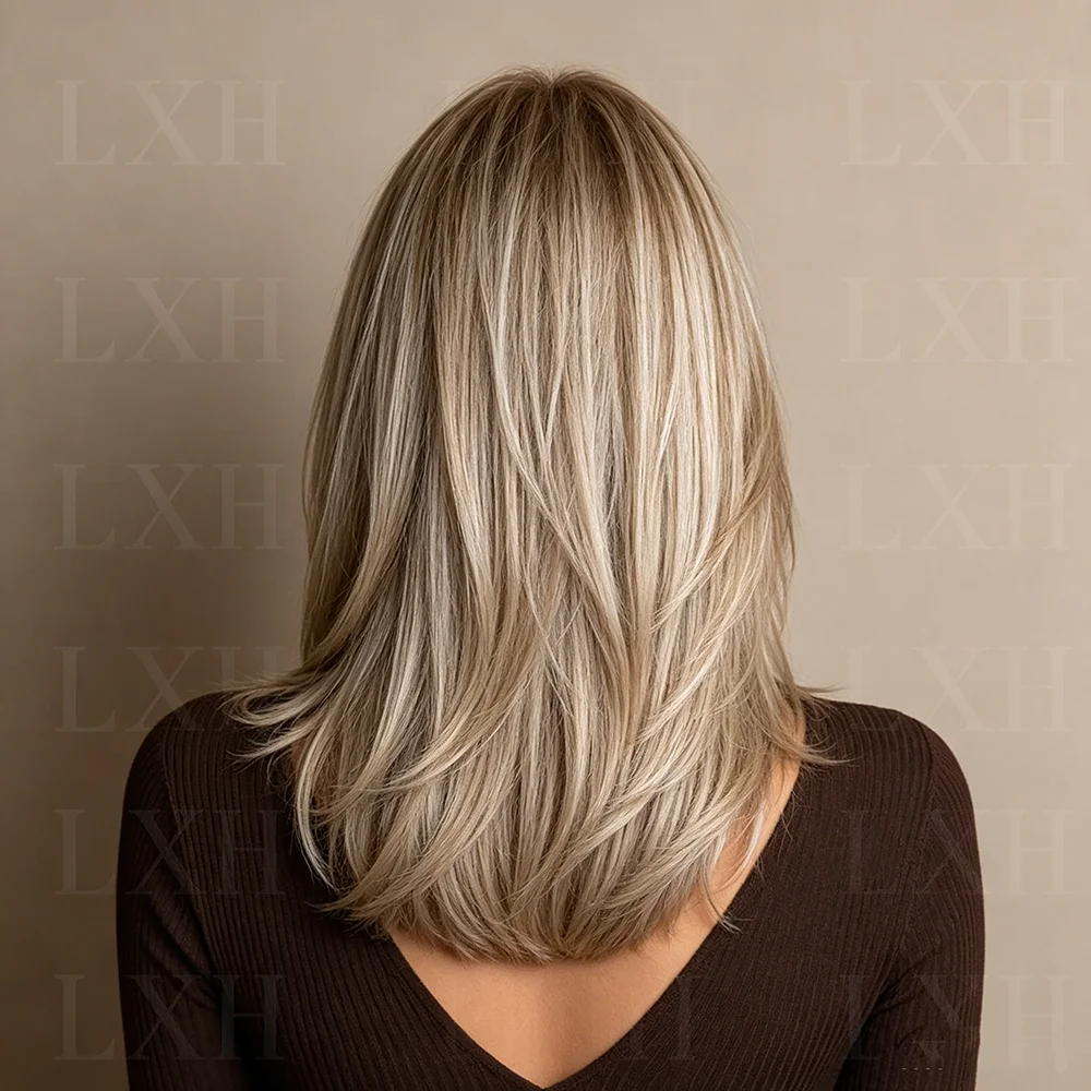 18inch Glueless Highlighted Blond Straight Hair Wig 150 Density 13x4 Lace Front with Baby Hair Pre-Plucked 100% Human Hair view 3