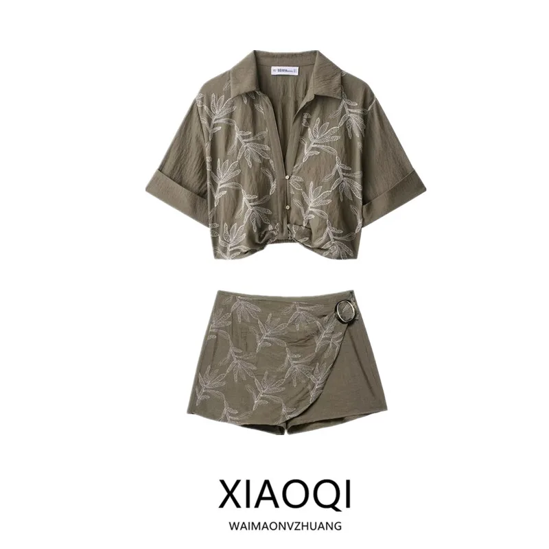 Nieuwe herfst 2025, dames Faion ort Sve irt rokset, geborduurde manchetten met kraag Dr Europese Sle voor volwassenen