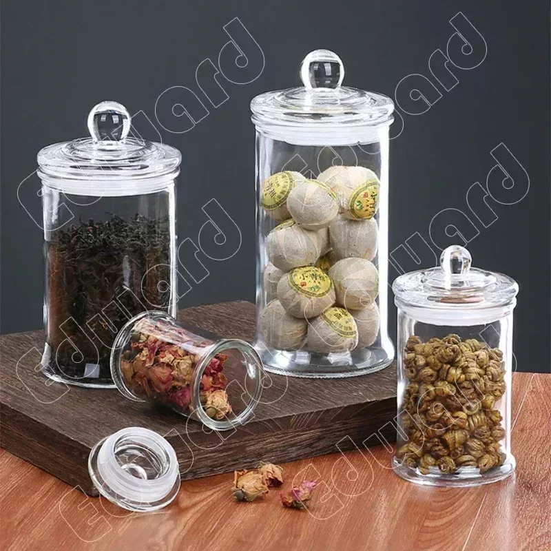 Transparent Jar Classic Style Glass Container Modern Glass Bottle Sealed Jar with Lid Tea Coffee Bean Covered Small Storage Jars