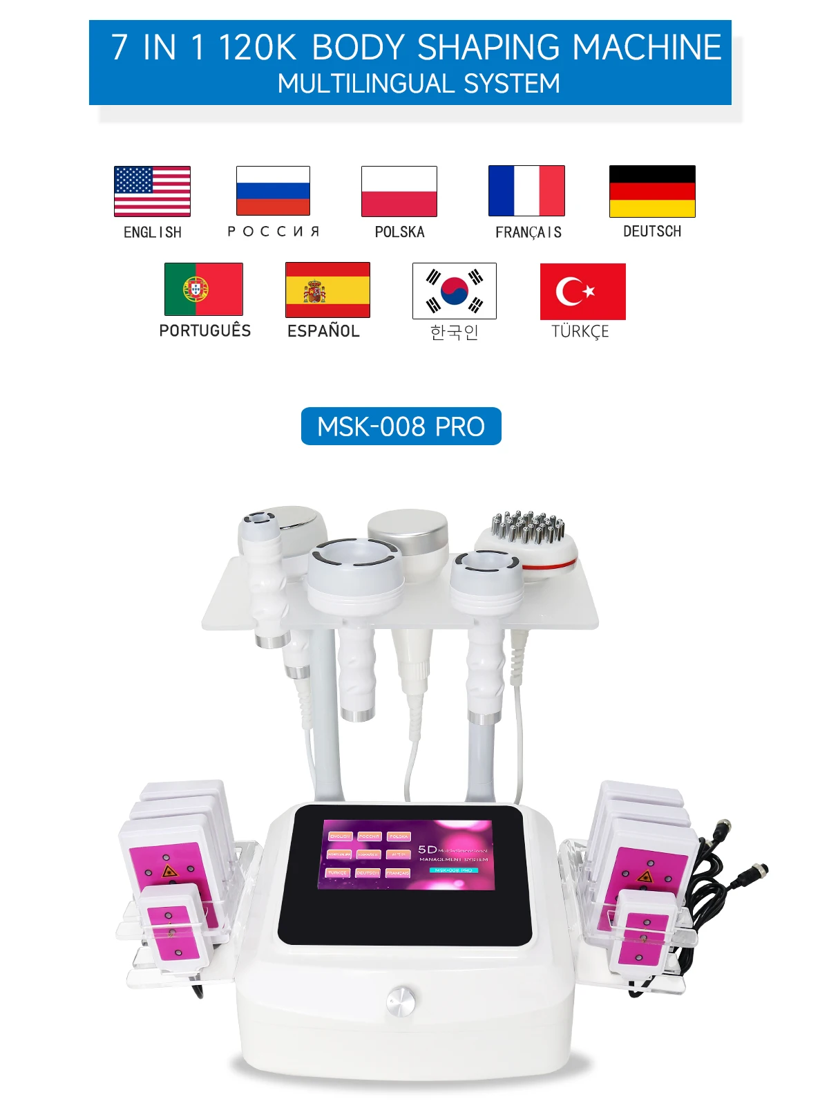 Meisikang 120K Kavitation Vakuum Körper Schlankheitsmaschine, 7 in 1 Multifunktions Schönheitsgerät, Radiofrequenz Lasergerät, Body Shaper, Cellulite Körper Schlankheitsmassagegerät – Detail 2
