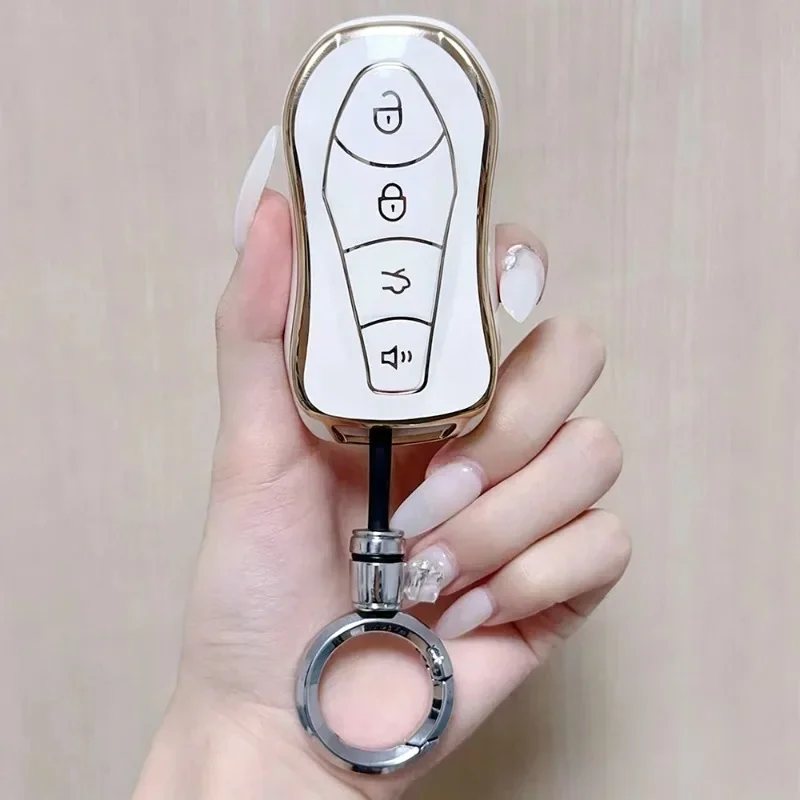 TPU Car Key Remote Case Cover for Geely Tugella 2020 Boyue Atlas Pro Gili Tugella Key Protector Shell Fob Keychain Accessories