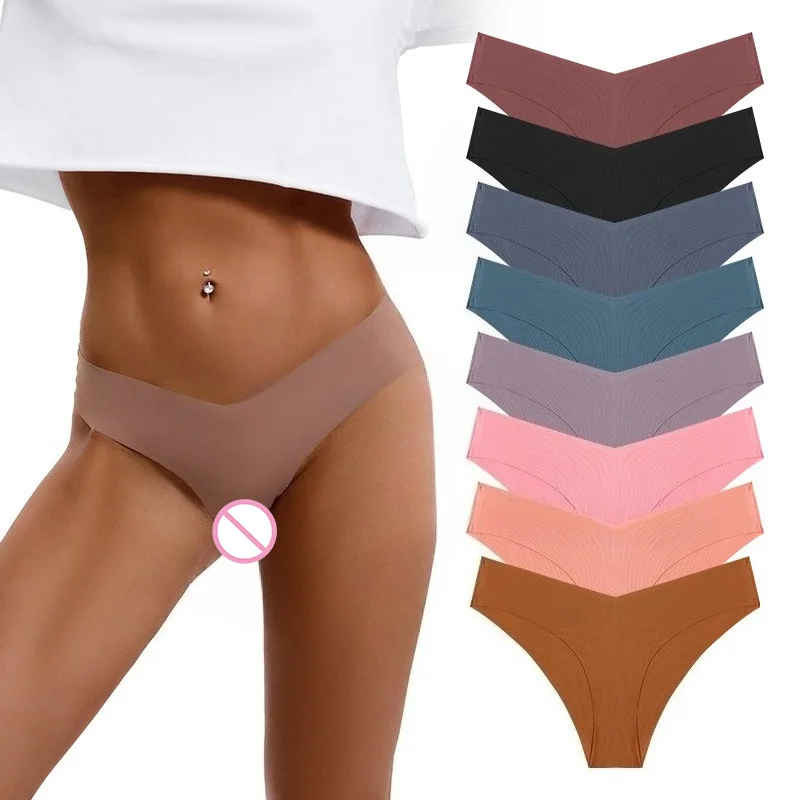10pcs/set Women Solid Tone Ribbed Cotton Thongs, Low Waist Seamless No Show Close Fit Underpants, Invisible Sports Daily Briefs