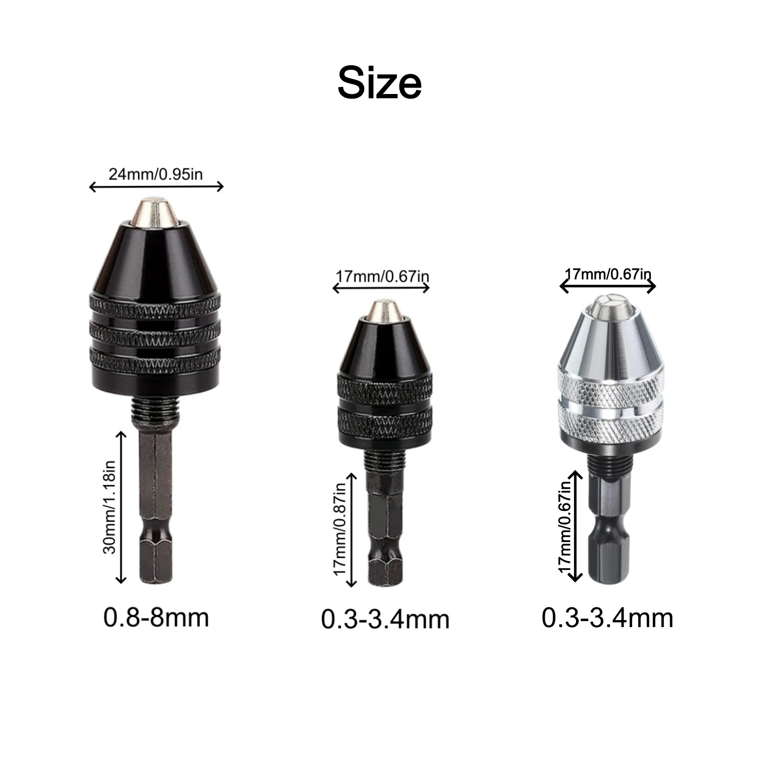 3PCS Drill Bit Adapter 1/4 Hex Shank Keyless Drill Chuck Adapter Small Drills Chuck Extension for Impact Driver Quick Connect view 6
