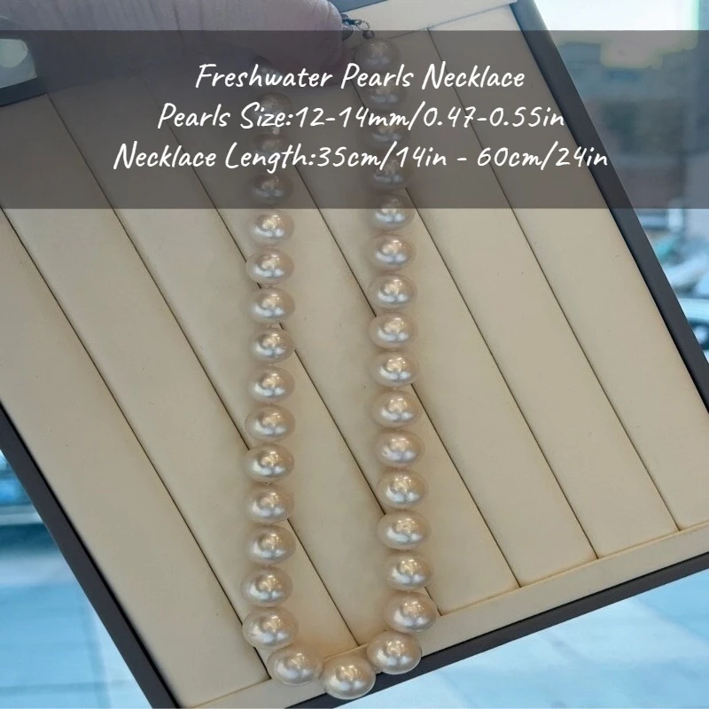 

MYSOYA White Edison Freshwater Pearl Necklace 12-14mm With Gift Box For Her/Him Birthday/Wedding/Christmas/New Year Gift