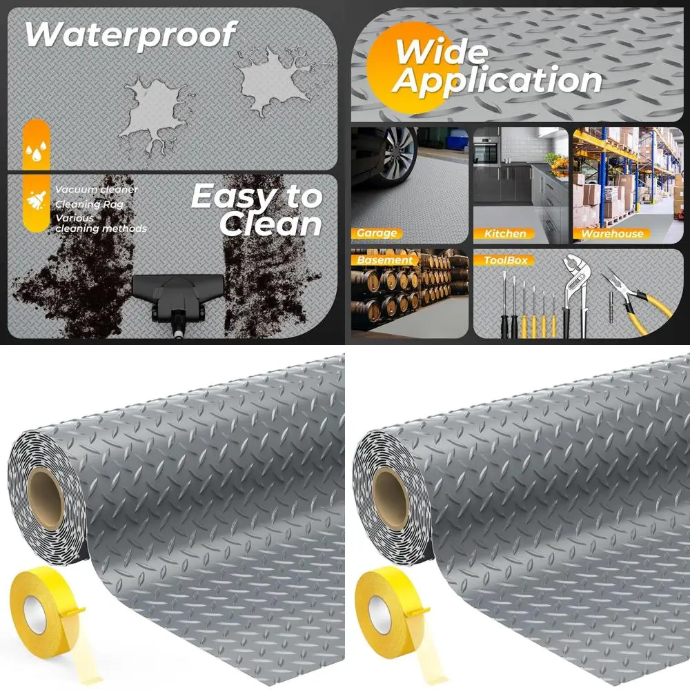 

Виниловый коврик для пола гаража с ромбовидным рисунком, 22 фута x 7,8 фута, для крупногабаритных автомобилей, внедорожников, грузовиков и автодомов
