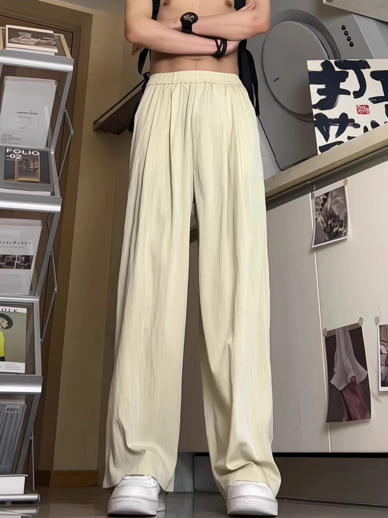 초가을 신상 루즈핏 스트레이트 레그 트렌디 와이드 레그 캐주얼 만능 롱 팬츠 여성용, 한국 스타일 릴렉스 디자인, 레이지 드레이프, 야마모토 스타일 여성용 팬츠