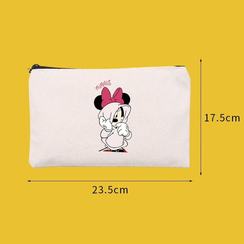 Disney-Minnie Mouse Bolsa Maquiagem para Senhoras, Organizador de Lona Higiene Pessoal, Sacos de Maquiagem, Caixa Cosmética, Armazenamento para Presente do Chuveiro, Lápis Noiva