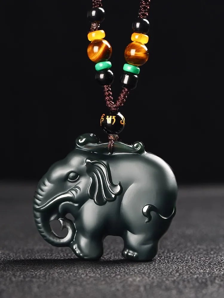 The Ral Hetian Jade Elephant Pendant P10013