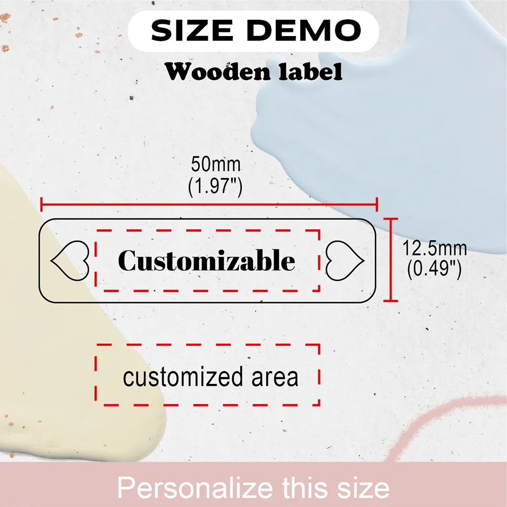 Rectangle Custom Laser Engraved Wood Tag 0.49"x1.97" for Denim Vest, Jean Jacket – Rustic Wood Tag for Clothing Brand view 5