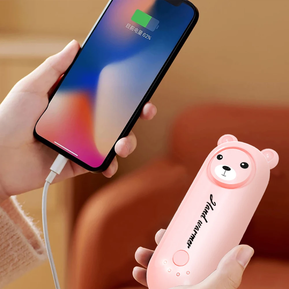 New Hand Warmer Rechargeable Cute Portable USB Hand Warmer Mini Electric Hand Warmer Power Bank Children Birthday Christmas Gift