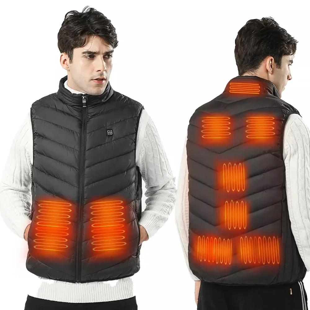 

Motorcycle riding 9Areas Heated Vest Men Women Heated Jacket Winter Usb Heating Vest Self Heating Thermal Down Jacket Warmte