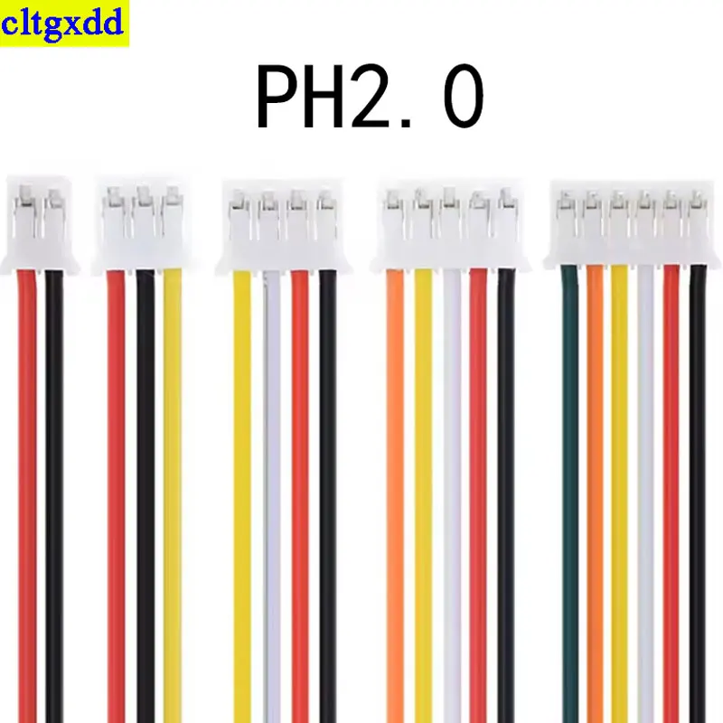 Cltgxdd 10piece PH2.0 PH 2.0mm wire and cable connector 2/3/4/5/6/7/8/9/10/12 pins 2.0mm spacing plug 100/200/300mm 26AWG - Detail 1