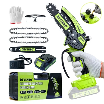 Mini Chainsaw, Mini Chainsaw 6 Inch Cordless with 2 Battery,[2024 Upgrade] Handheld Chainsaw with Auto-Oiler, Electric Chainsaw