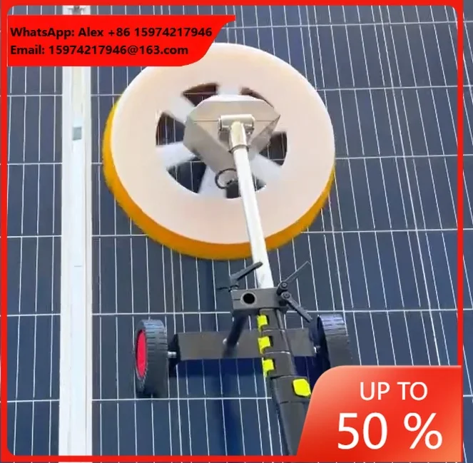 Rooftop Solar Panel Cleaning Brush With Handheld Telescopic Pole And Single-Head Electric Brush