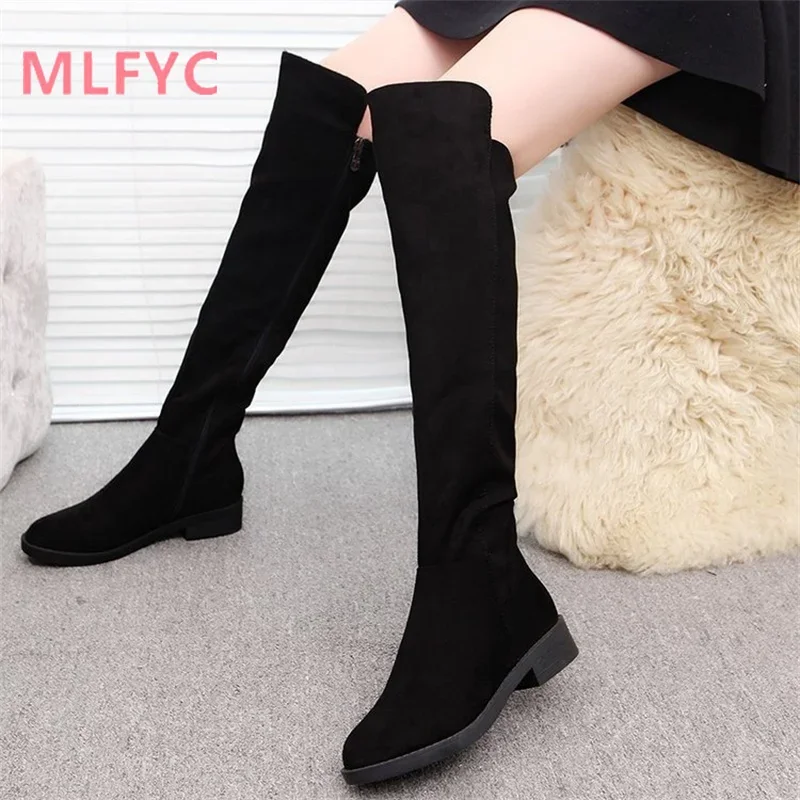 Long Booted Women's 2023 Autumn/Winter New European and American Fashion Large Heel Side Zipper Over Knee Retro Boots Mujer