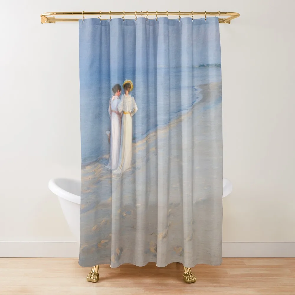 

Peder Severin Kroyer - Summer Evening on Skagen Beach Shower Curtain Shower Bath Bathroom Box Curtain