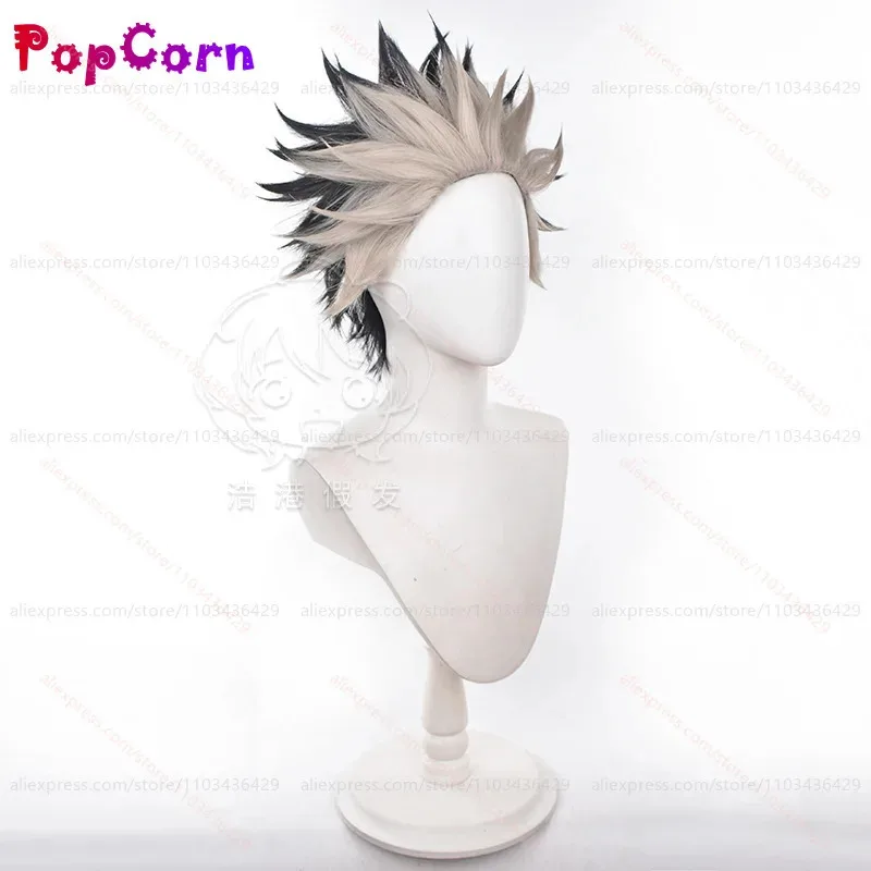QQ28LQGen นารูมิผู้ชาย 32 ซม.ผมสั้นสีเทาสีดำวิกผมอะนิเมะคอสเพลย์วิกผมสังเคราะห์ทนความร้อน