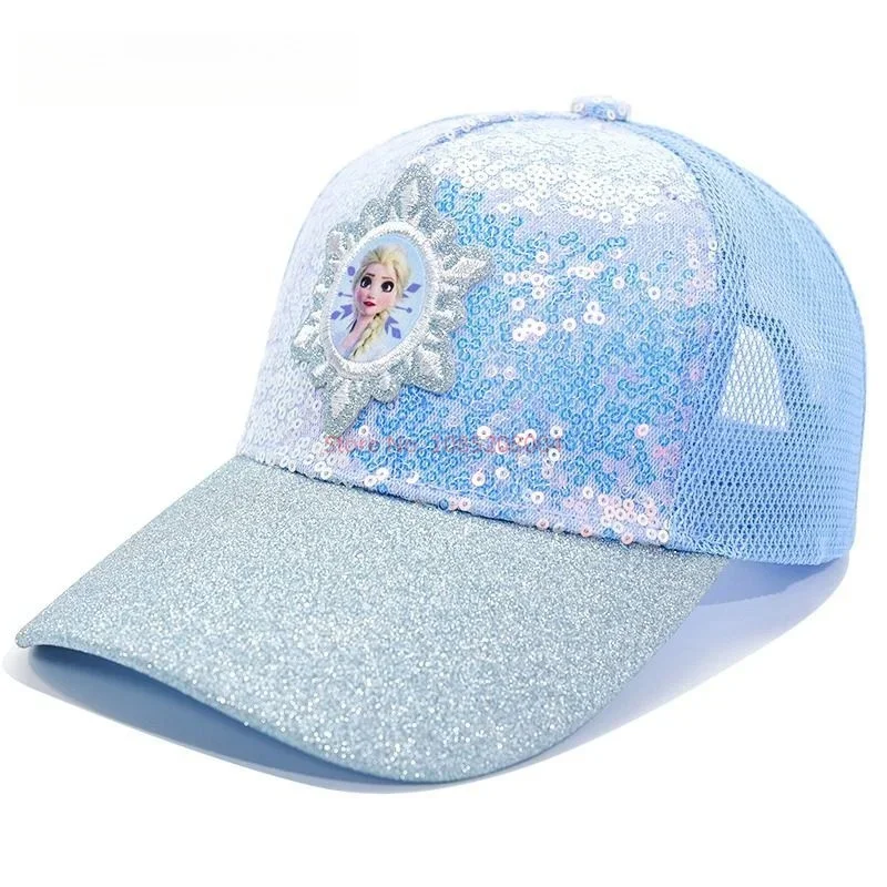 New Disney Hats Frozen Princess Elsa Sun Shading Uv Protection Baseball Cap Duckbill Cap For Girls In Summer