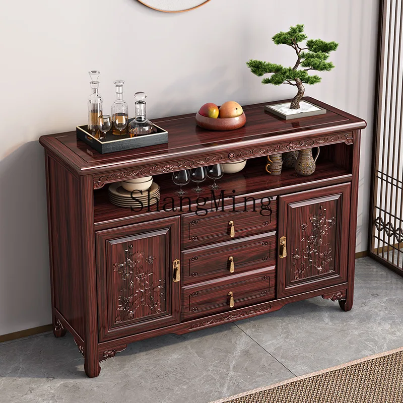 ZYY Wall Mounted Storage Cabinet for Home New Chinese Solid Wood Side Panel Living Room Pantry Storage Room