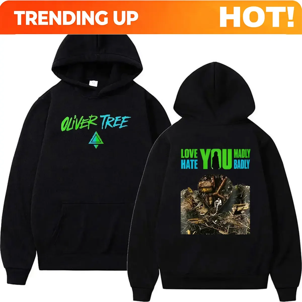 Customization Oliver Tree “Love You Madly Hate You Badly” World Tour 2026 Hoodie Men's Women Hip Hop Vintage Pullover Sweatshirt