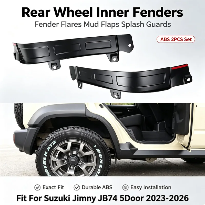 Fender Flares Mud Flaps Rear Wheel Inner Fenders ABS 2Pcs Wheel Arch Liners For Suzuki Jimny JB74 5 Door 2023 2024 2025 2026
