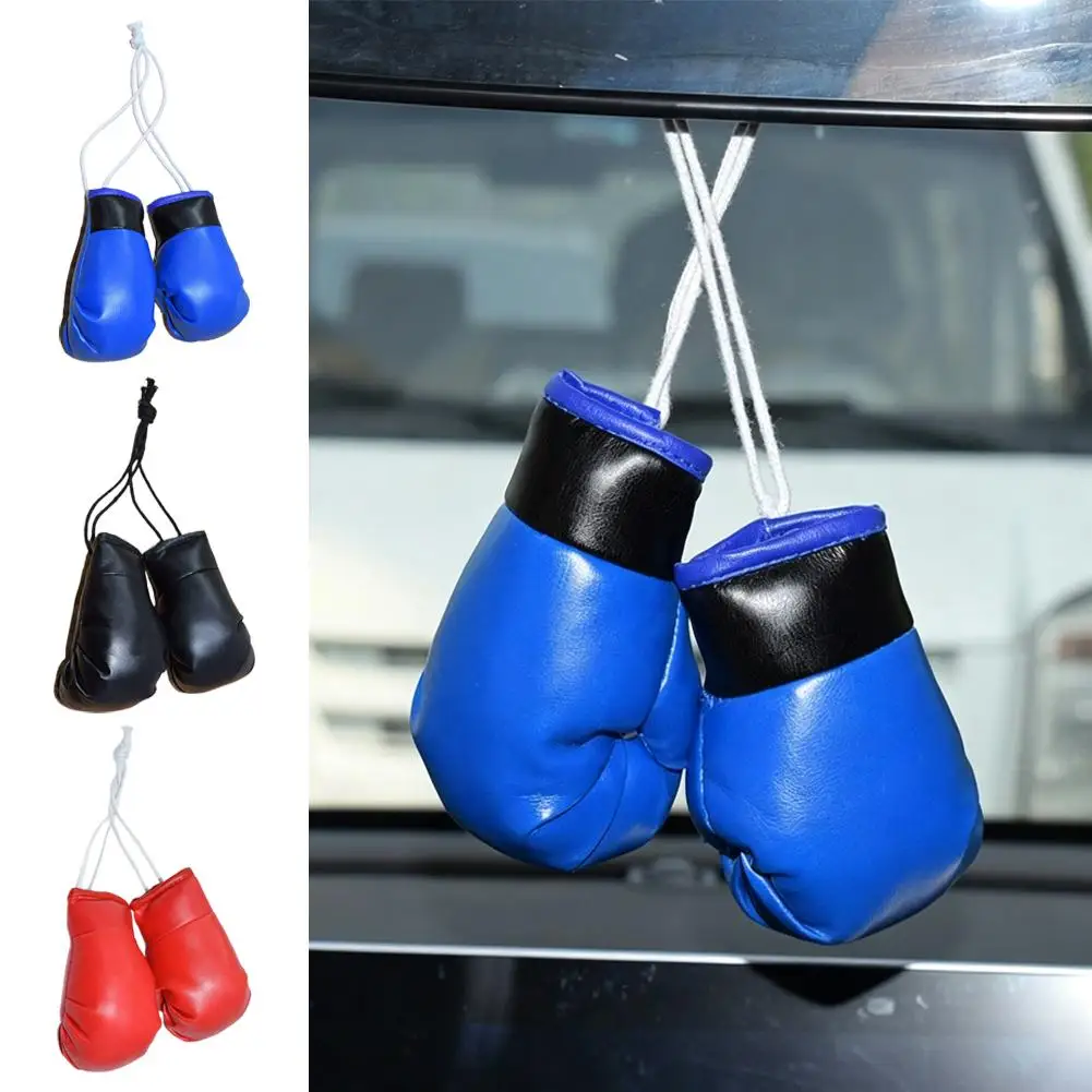 1 Pair Car Boxing Gloves Hanging Ornament Leather Auto Rearview Mirror Pendant DIY Car Accessories Interior Cool Decoration