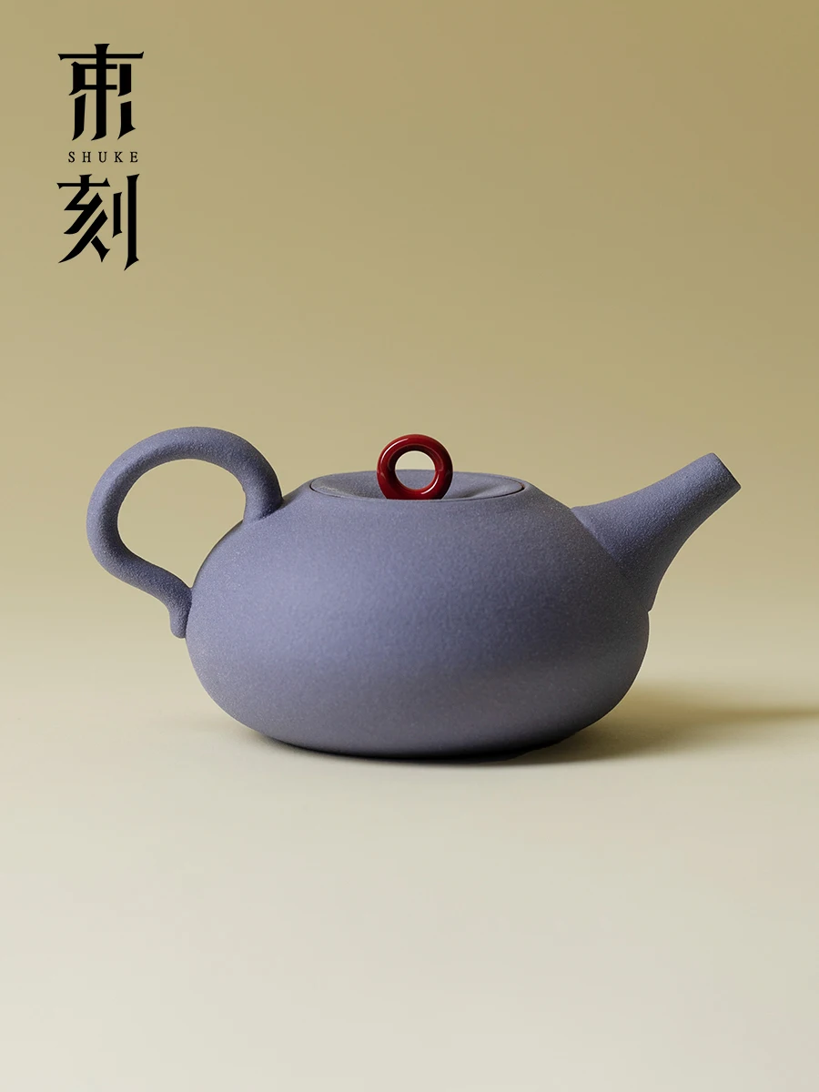 Violet Small Tea Pot High End Ceramics Gongfu Tea Set Handheld Ceramic Tea Brewing Kettle Personal Single Pot for Tea Lovers