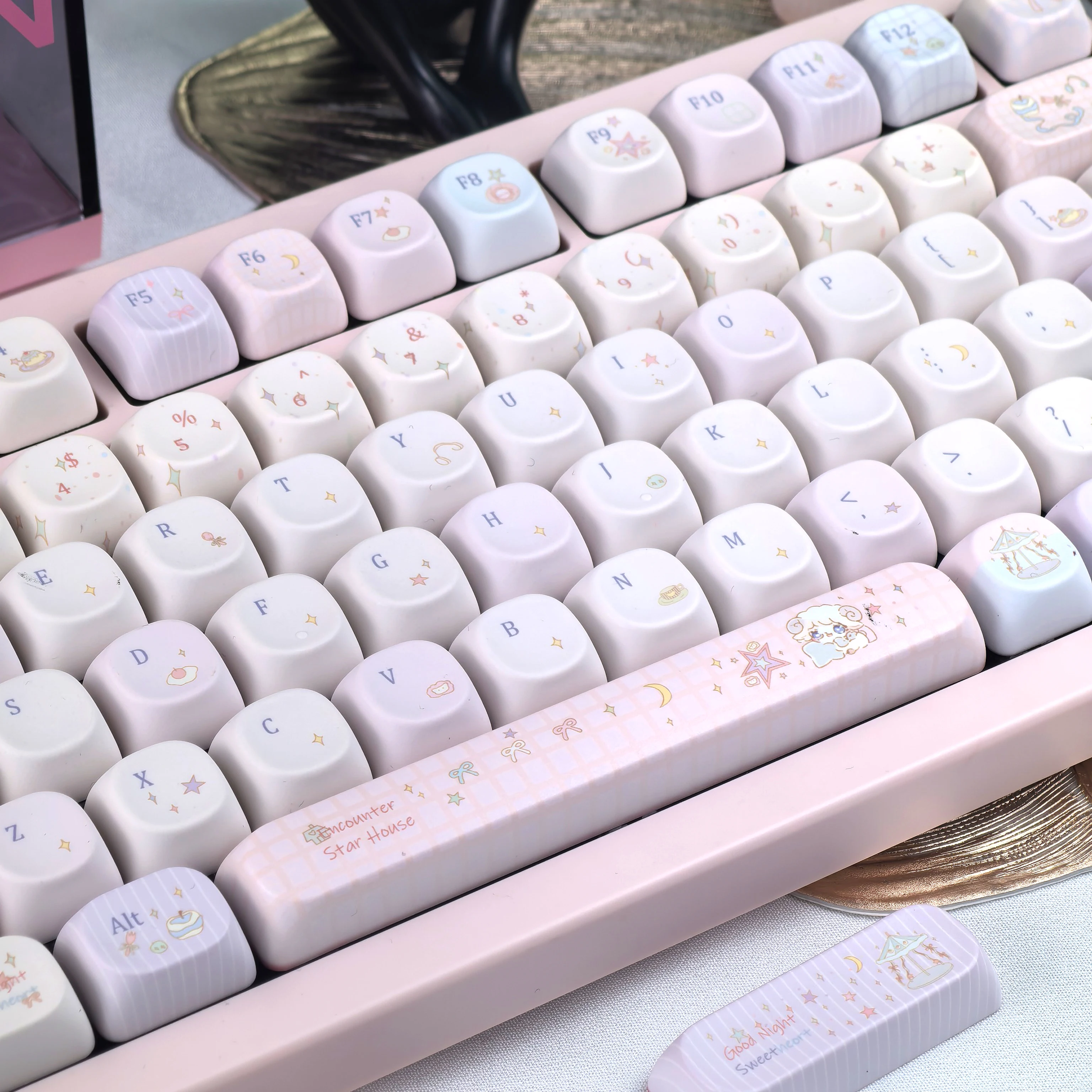 MAIMOOO MOA Keycaps Korean Russian Pink Sheep Cherry Pbt Customizable Cartoon Iso Keyboard Keycaps For Aula Ajazz Dareu