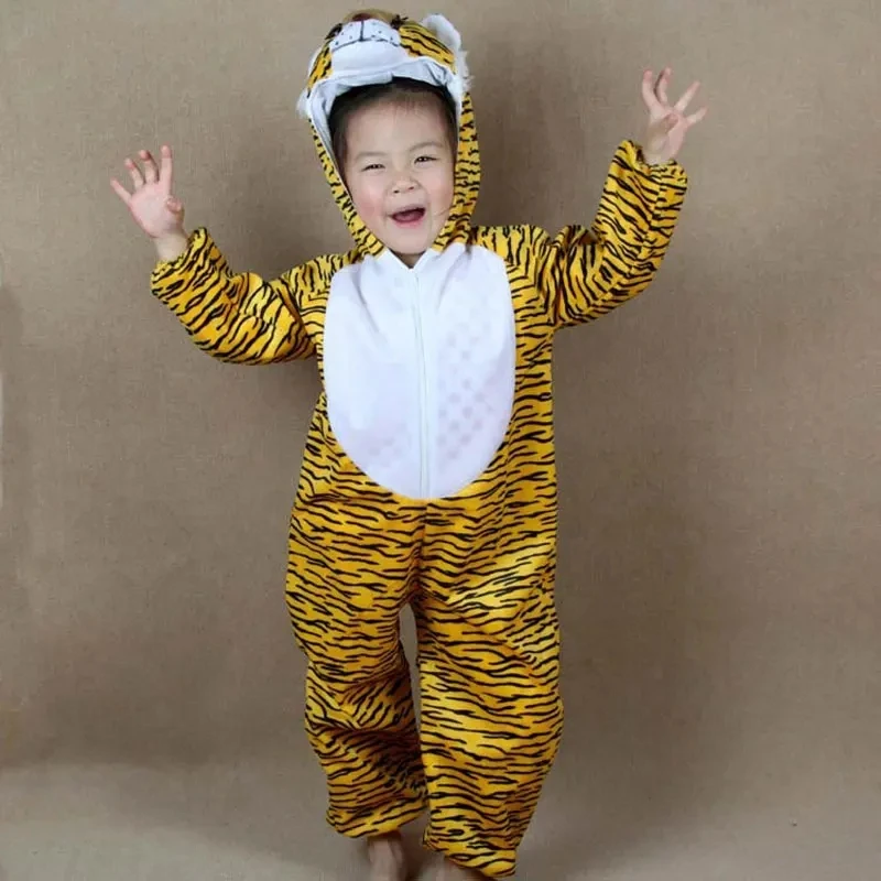 Umorden 2-8Y Toddler Kids Child Tiger Costume tuta con cappuccio per ragazzi ragazze Animal theme Party Fancy Dress