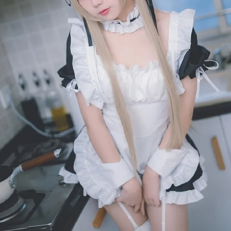 Anime Yosuga No Sora Kasugano Sora Cosplay Costume Maid Apron Dress Women Uniforms Meidofuku Outfits Lolita Dresses