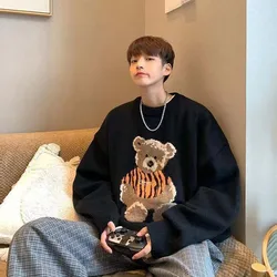 Little Bear Sweater Men's Autumn And Winter Fashion Brand Embroidered Crewneck Knit Ins Korean Version Loose And Lazy Style Thic
