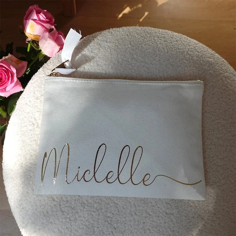 Personalized Makeup Bag Bridesmaid Gift Travel Makeup Clutch Bachelorette Party Favors Bridal Shower Proposal Birthday Gift