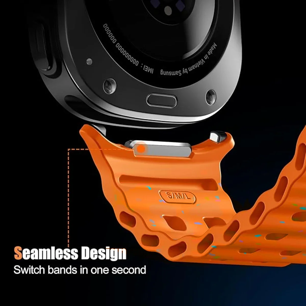 Pop Soft Loop Silicone Bracelet For Samsung Galaxy Watch 7 Ultra 47mm Sports Men Luminous Strap For Watch Ultra 7 47mm NO Gaps B