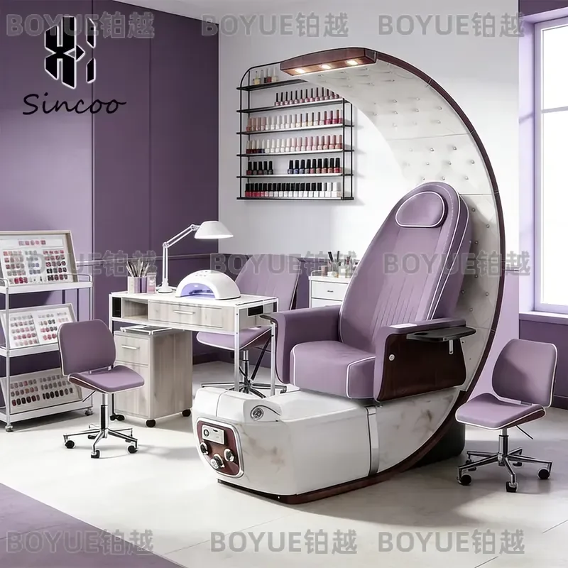 Adjustable High Back Pedicure Chair with Vibration Massage Pipe Free Foot Spa for Nail Salon Full Body Treatment Beauty