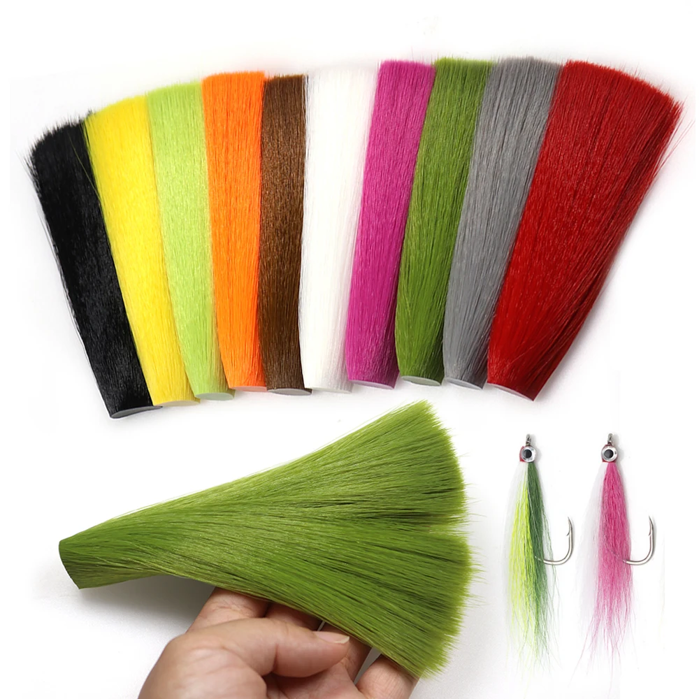 5,5 Zoll lange, konisch zulaufende Kunst-Bucktail-Faser zum Fliegenbinden für Mayfly-Tails, Nymphenflügel, Streamer, Poppers, Bucktails, Jig-Köder – Detail 1