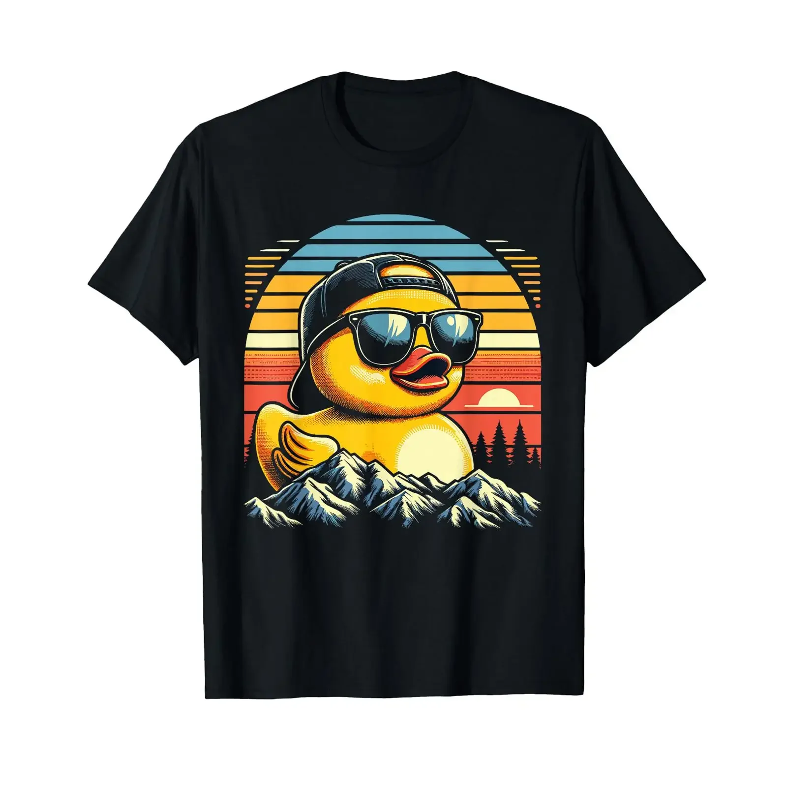 Duck Funny T Shirt Men Rubber Cool Shirtn Boy vintage Washed streetwear Breathable Stylish Versatile designer clothes