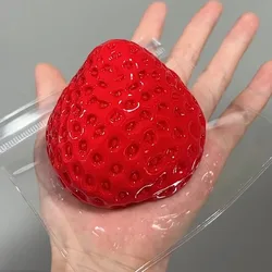 Cute Cream Gold Powder Big Strawberry Pinch Fidgeting Imitation Silicone Clay Feeling DIY Girl Birthday Gift Kids Squish Toys