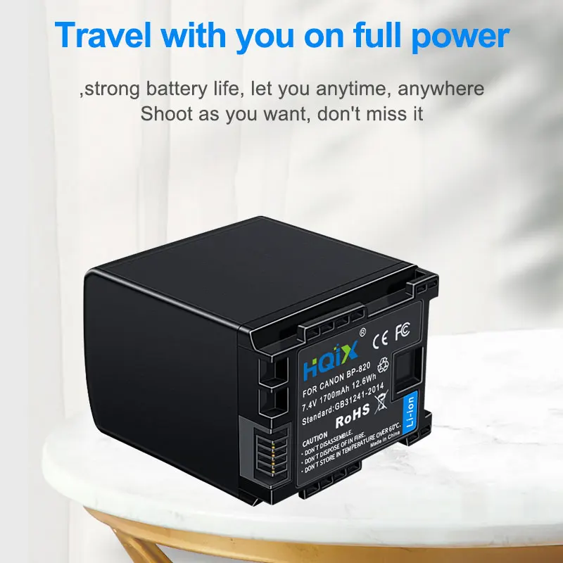 HQIX for Canon LEGRIA HF G26 XA11 G30 G60 XA15 XA30 XA40 XA20  G40 XA25 VIXIA GX10 Camera BP-820 Battery Charger