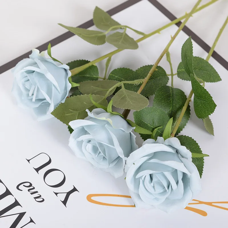 5 Stück künstliche Rosenblüten aus Seide, langer Zweig, Blumenstrauß, Hochzeit, Zuhause, Zimmer, Tischdekoration, gefälschter Pflanzenkranz, Zubehör – Detail 5