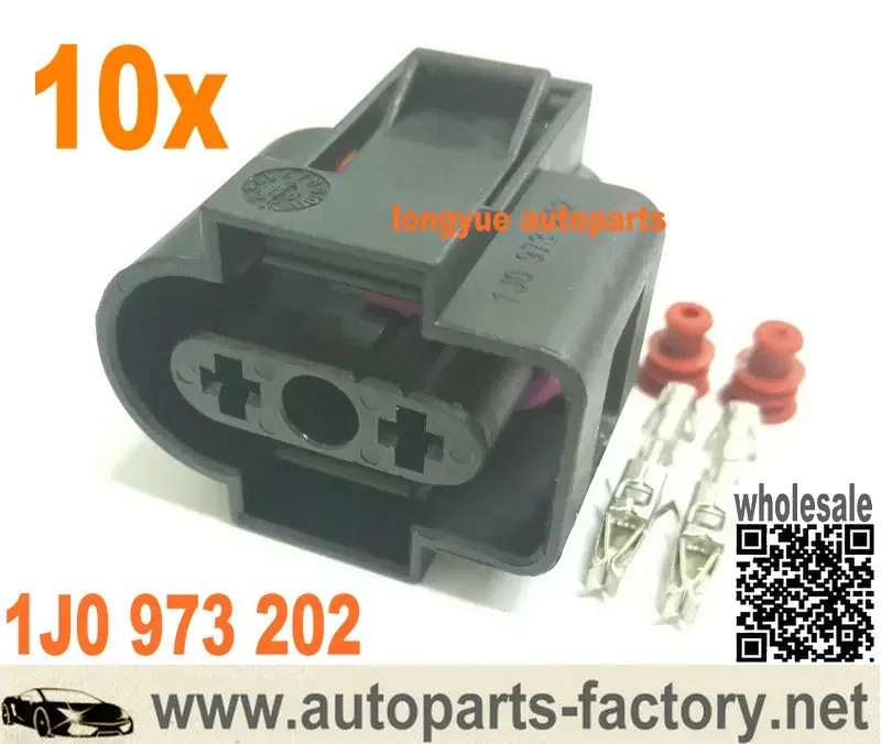 Longyue 10set 2 Pin Housing Connector Plug OEM 1J0 973 202 For Audi VW Jetta Golf Rabbit MK4 MK5 Passat B6